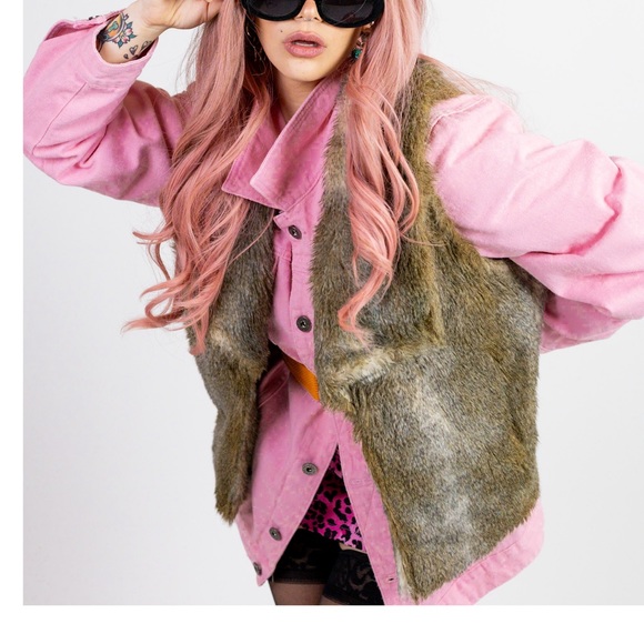 NWOT Joie Womens Collared Open Front Faux Fur Vest Jacket Brown - Picture 3 of 10